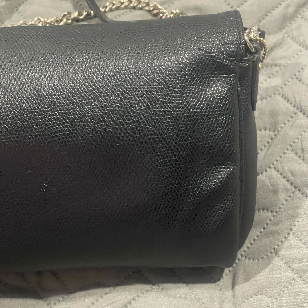 Coach Black Leather Chain Strap Convertible Shoulder Bag Crossbody - Picture 12 of 14